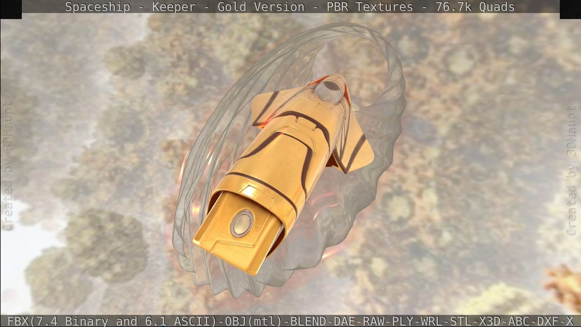 Spaceship - Keeper - Gold Version 3D model_380
