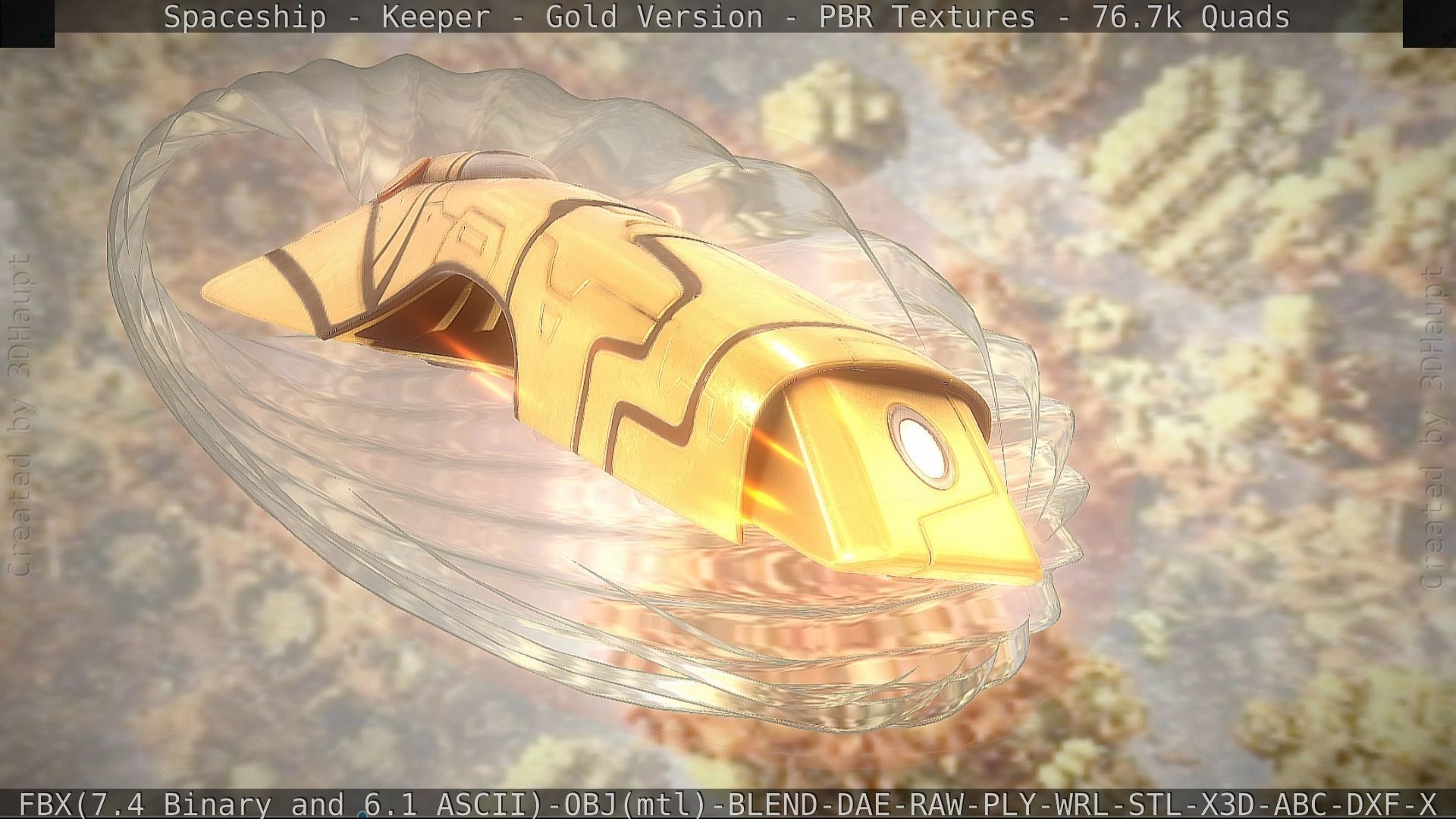 Spaceship - Keeper - Gold Version 3D model_17