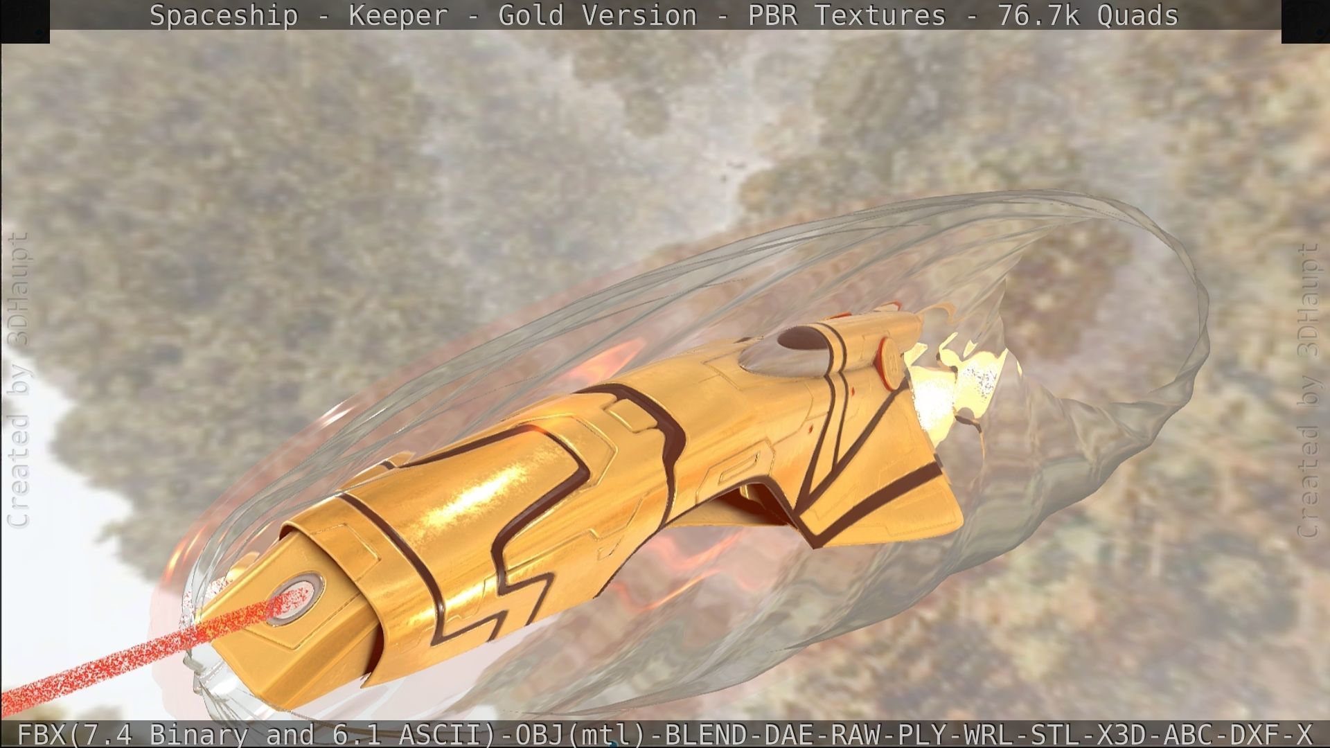 Spaceship - Keeper - Gold Version 3D model_430
