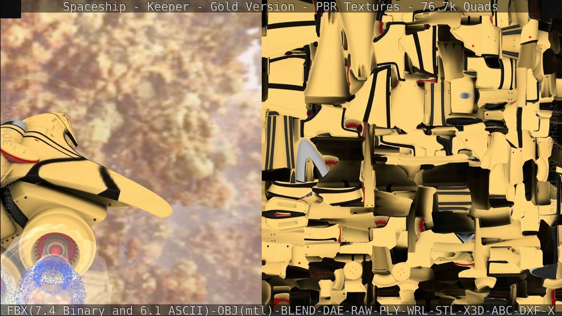 Spaceship - Keeper - Gold Version 3D model_225