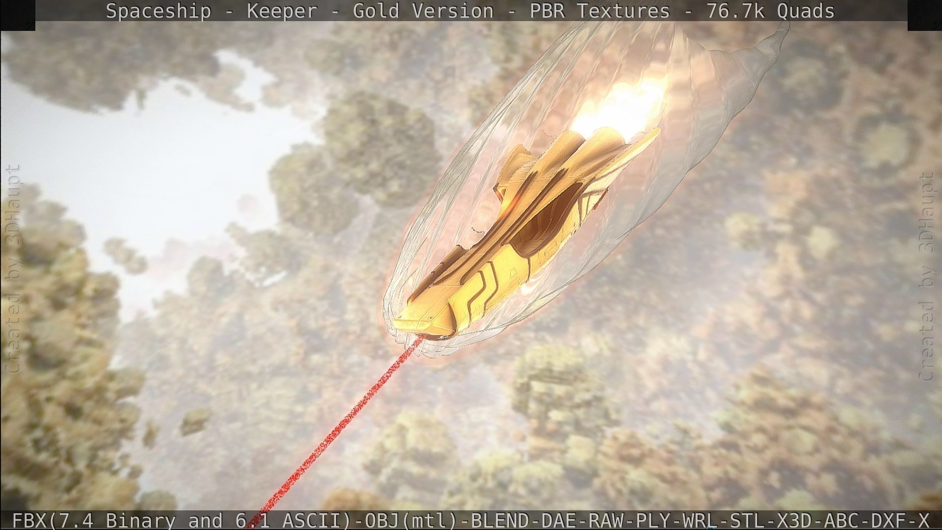 Spaceship - Keeper - Gold Version 3D model_358