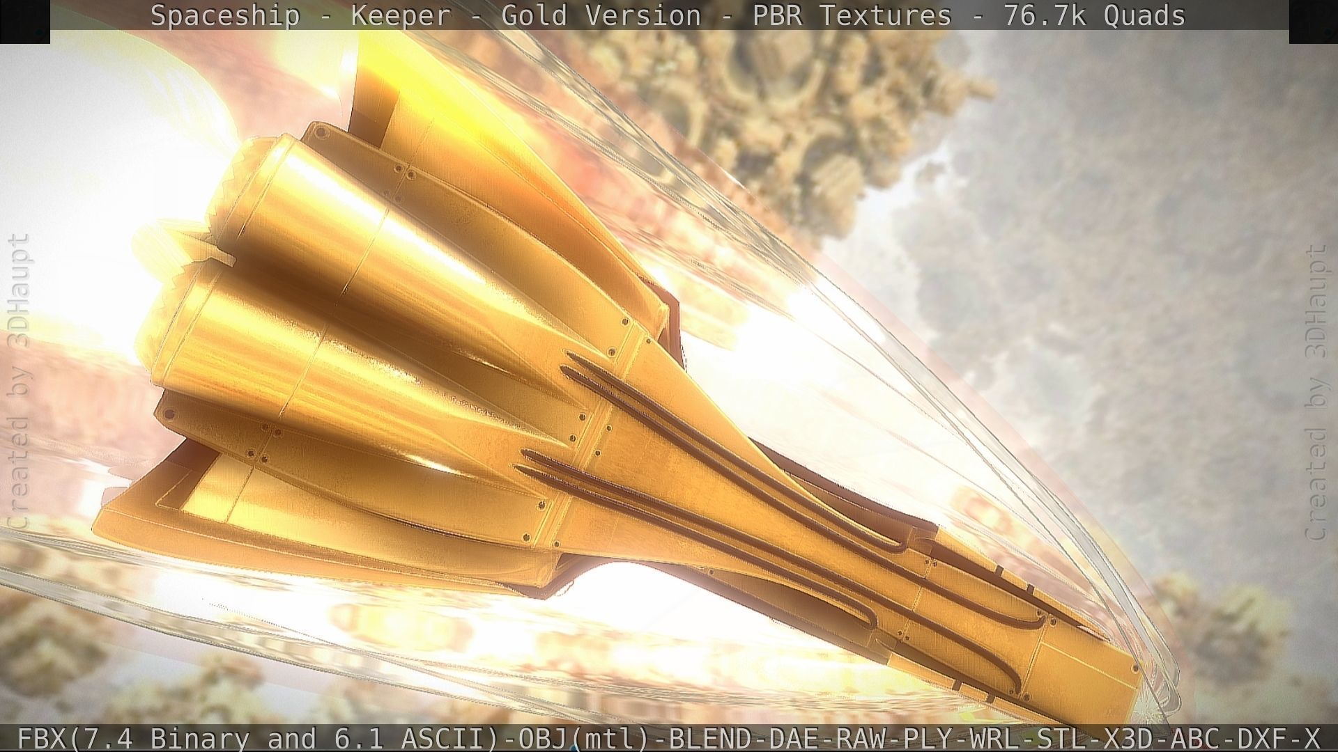 Spaceship - Keeper - Gold Version 3D model_64