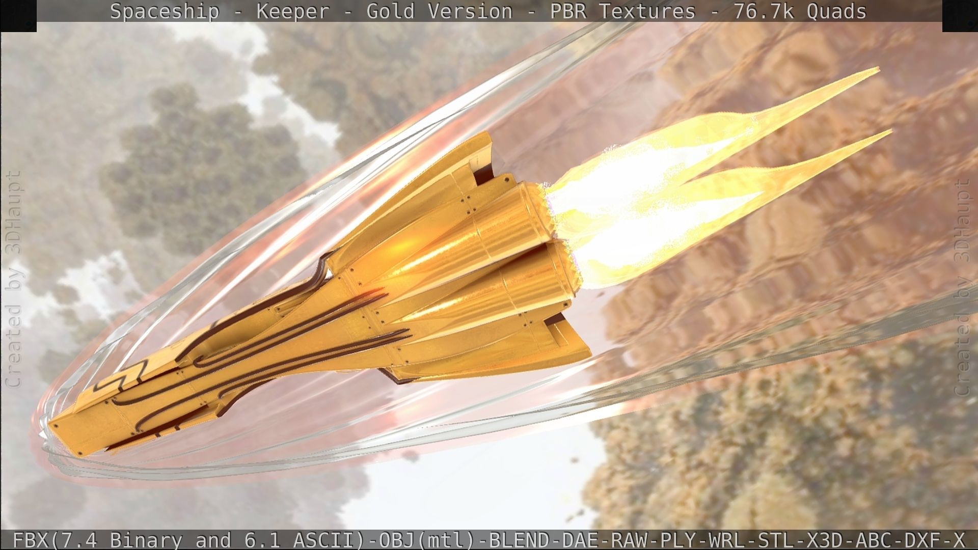 Spaceship - Keeper - Gold Version 3D model_411