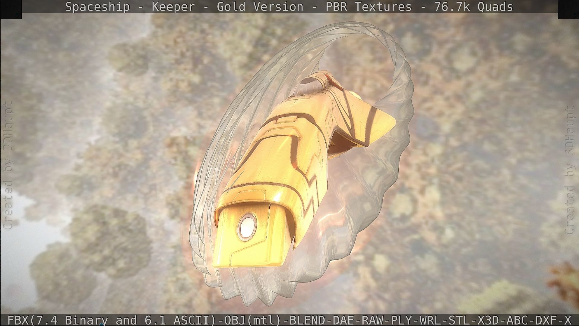 Spaceship - Keeper - Gold Version 3D model_376