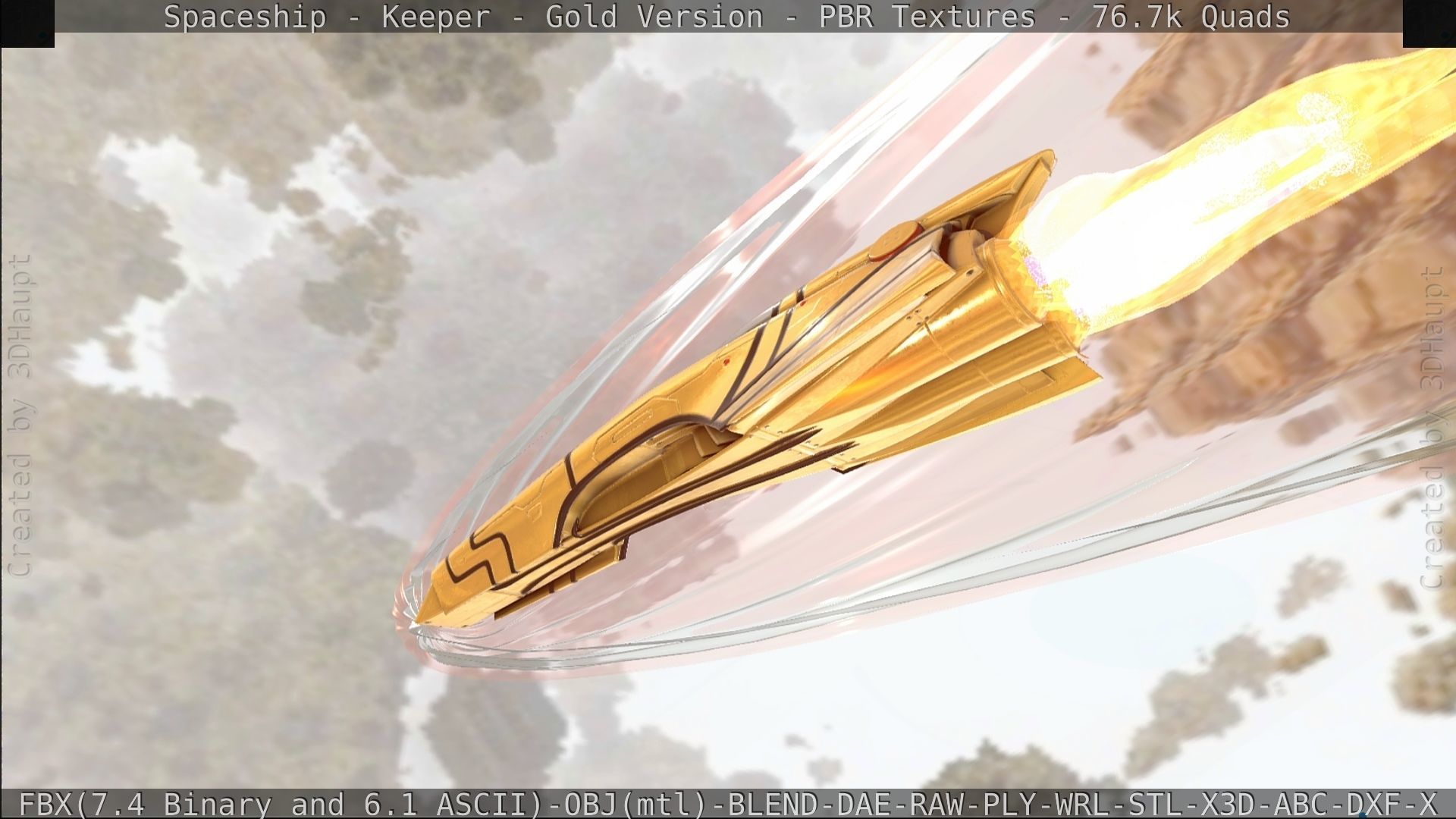 Spaceship - Keeper - Gold Version 3D model_448