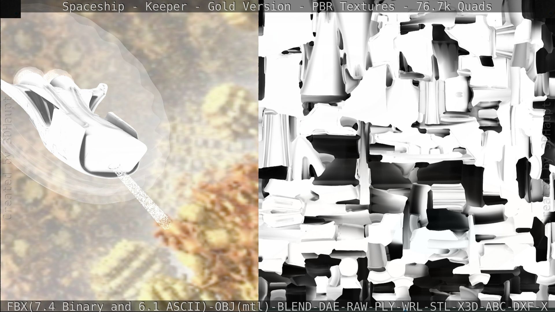 Spaceship - Keeper - Gold Version 3D model_346