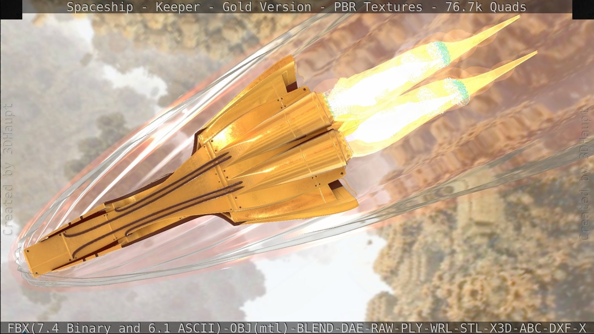 Spaceship - Keeper - Gold Version 3D model_414