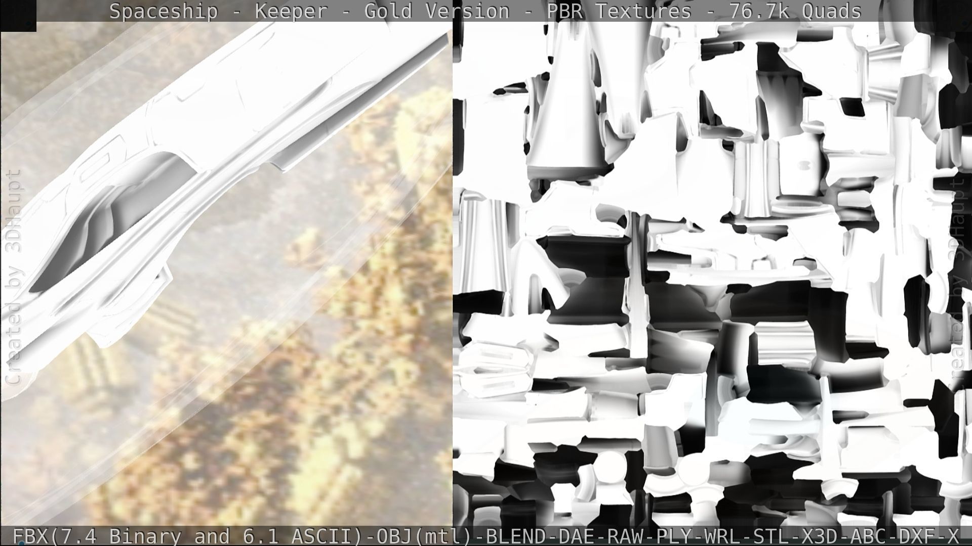 Spaceship - Keeper - Gold Version 3D model_319