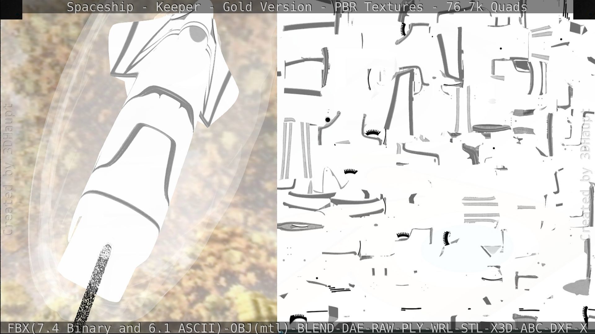 Spaceship - Keeper - Gold Version 3D model_250