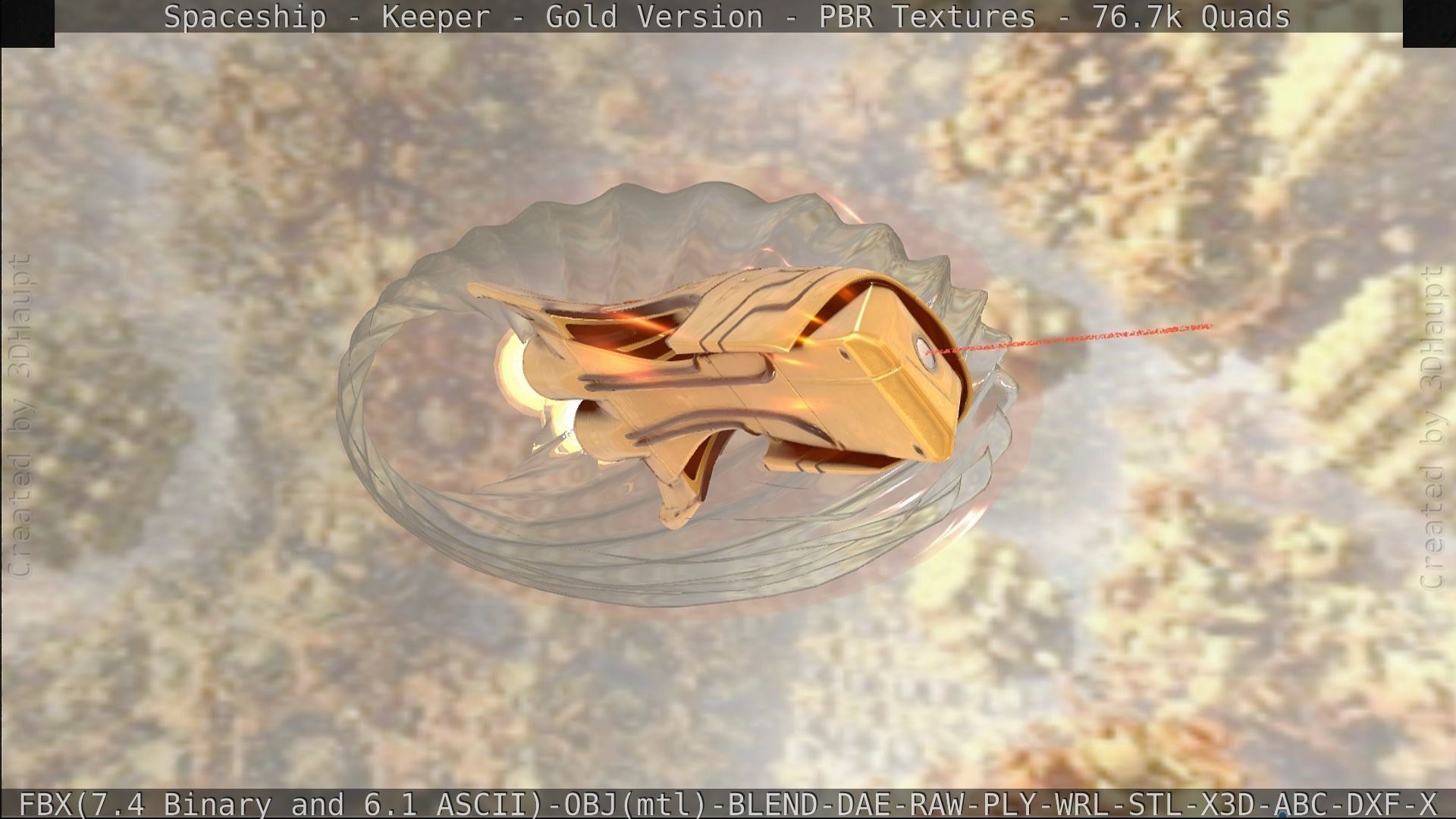 Spaceship - Keeper - Gold Version 3D model_459