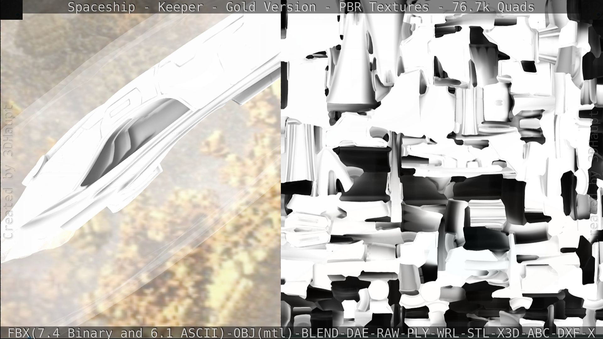 Spaceship - Keeper - Gold Version 3D model_320