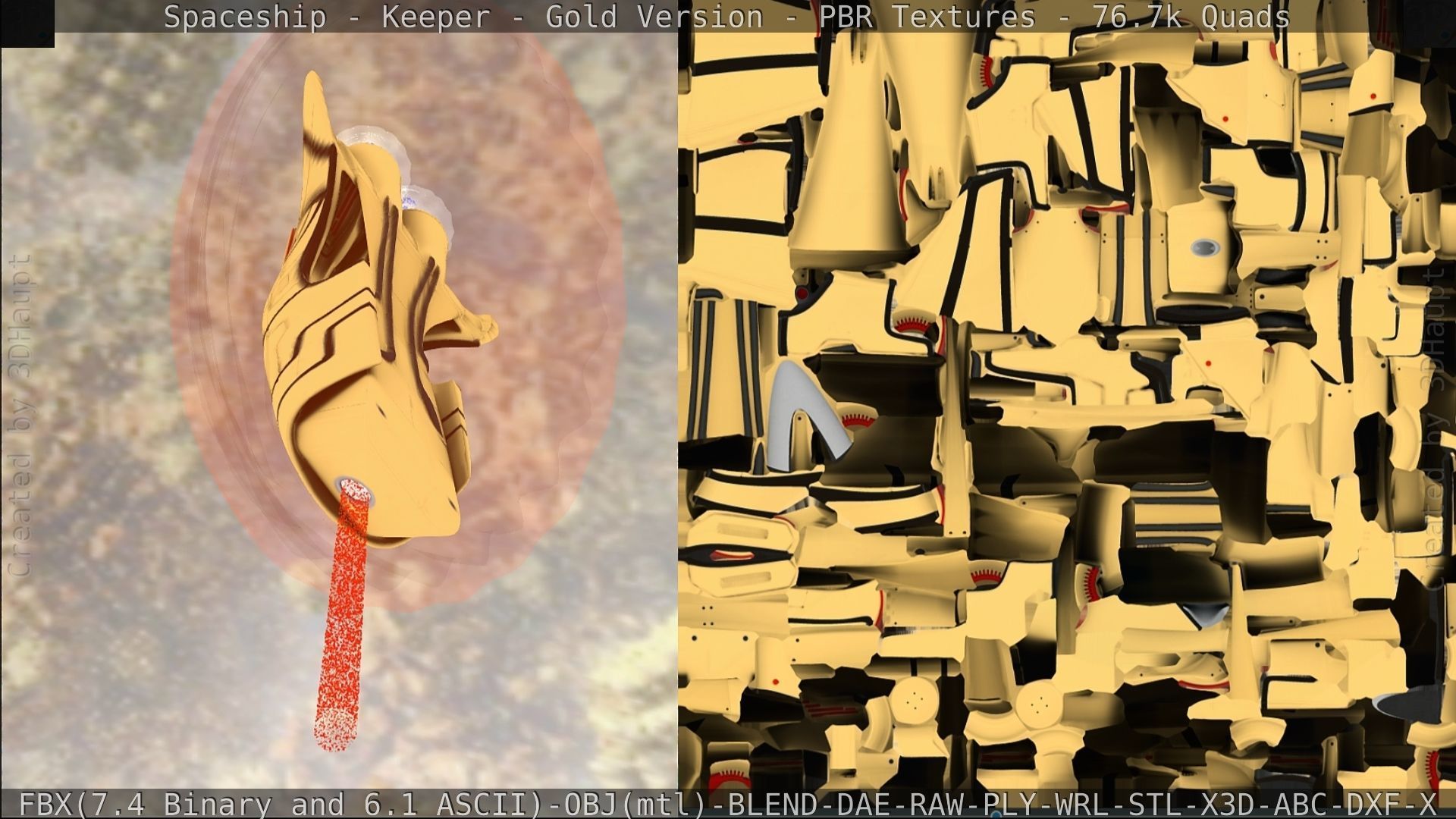Spaceship - Keeper - Gold Version 3D model_277