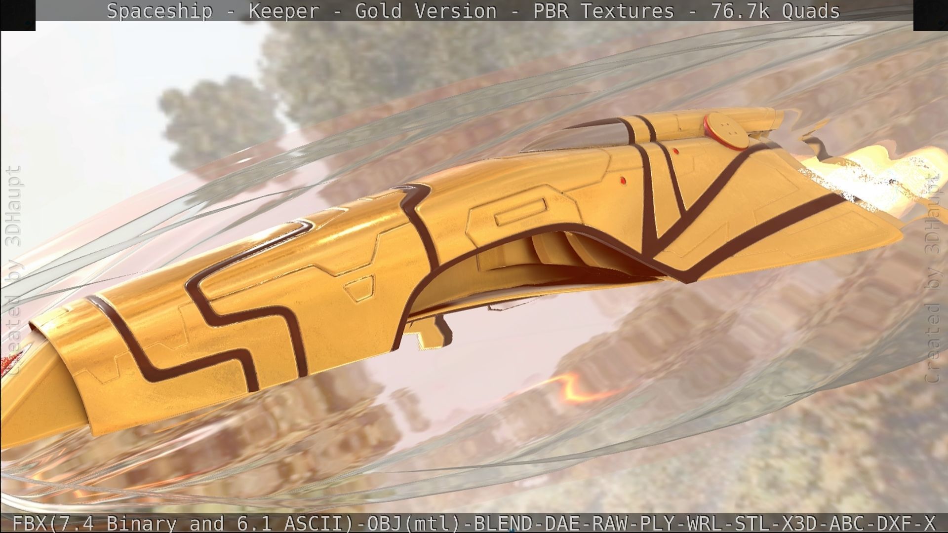 Spaceship - Keeper - Gold Version 3D model_451