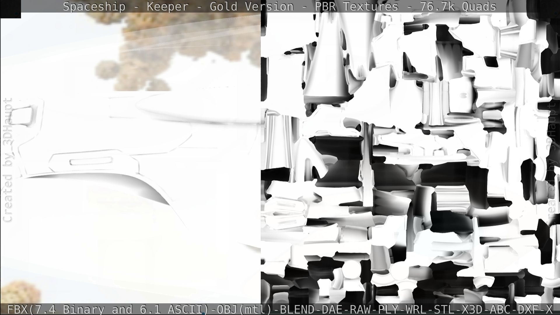 Spaceship - Keeper - Gold Version 3D model_355