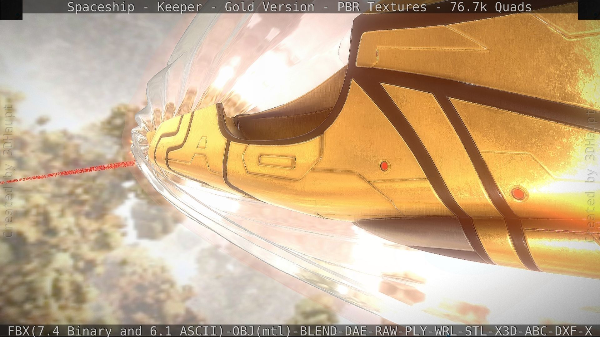 Spaceship - Keeper - Gold Version 3D model_35