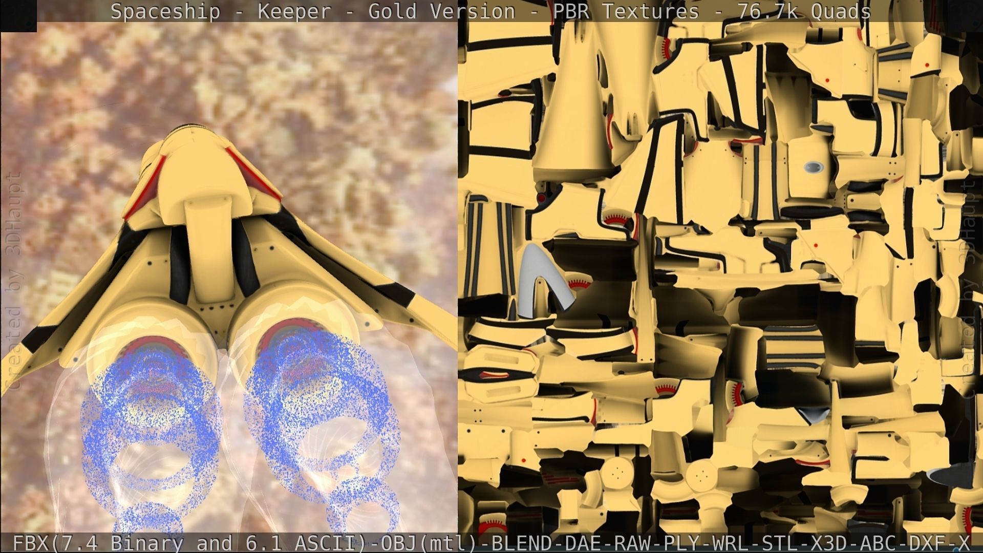 Spaceship - Keeper - Gold Version 3D model_228