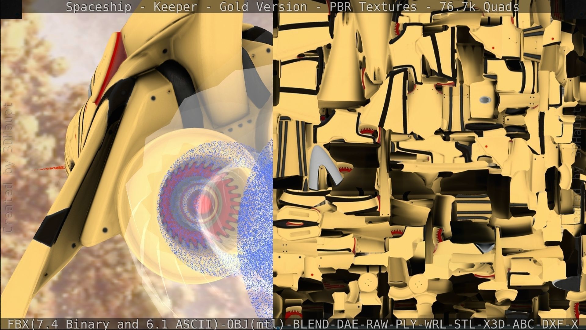 Spaceship - Keeper - Gold Version 3D model_210