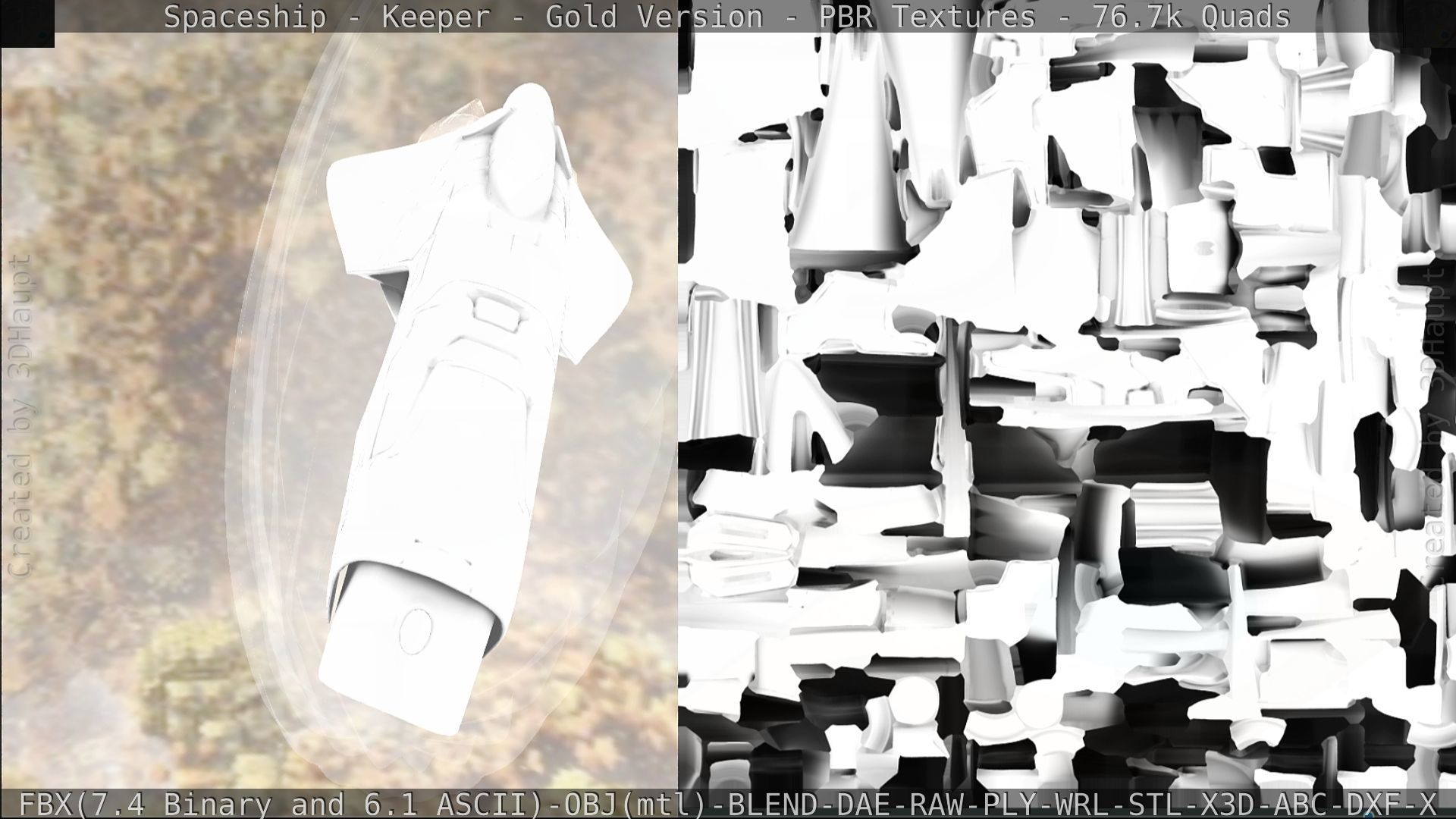 Spaceship - Keeper - Gold Version 3D model_354