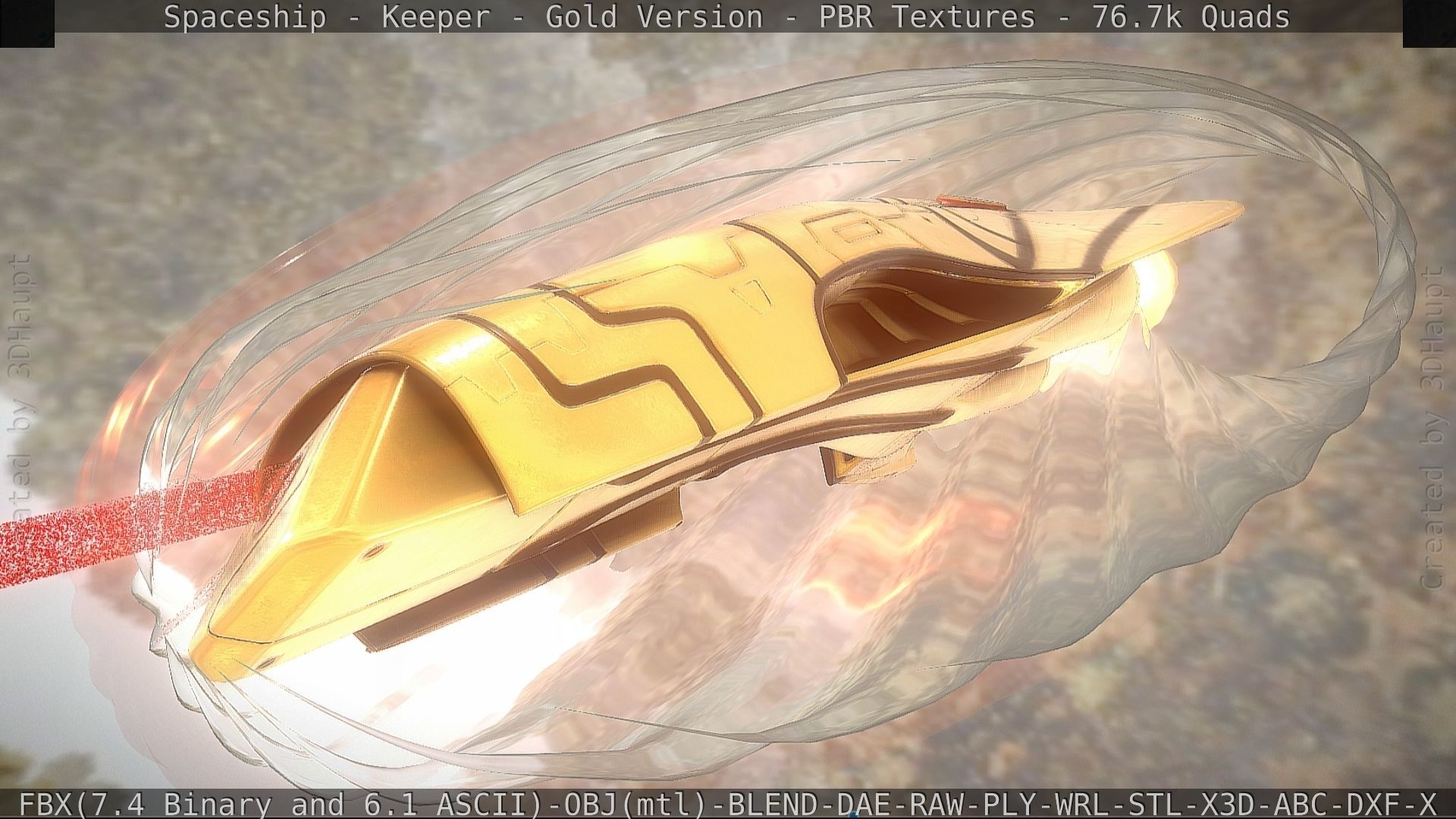 Spaceship - Keeper - Gold Version 3D model_110