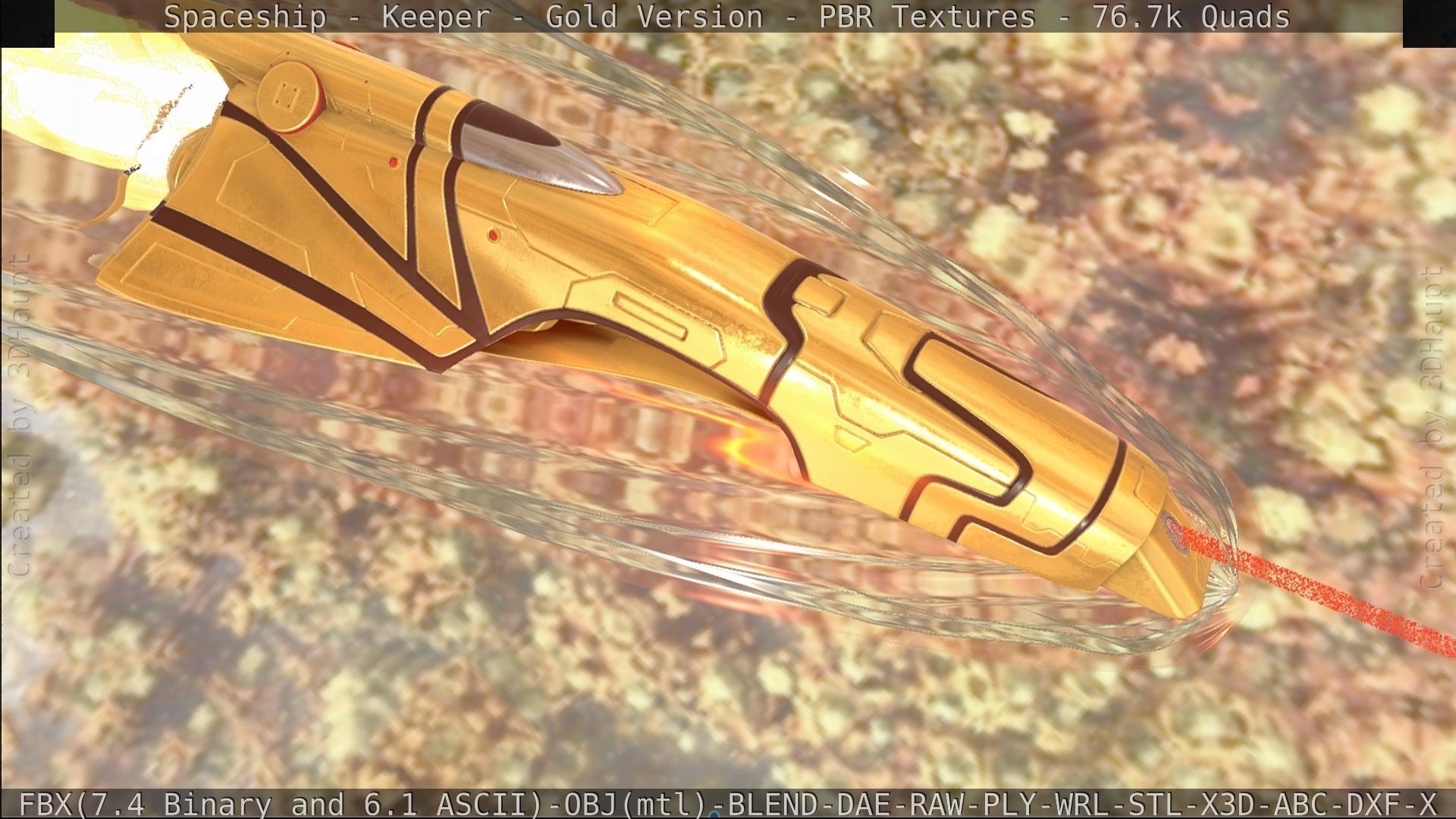 Spaceship - Keeper - Gold Version 3D model_388