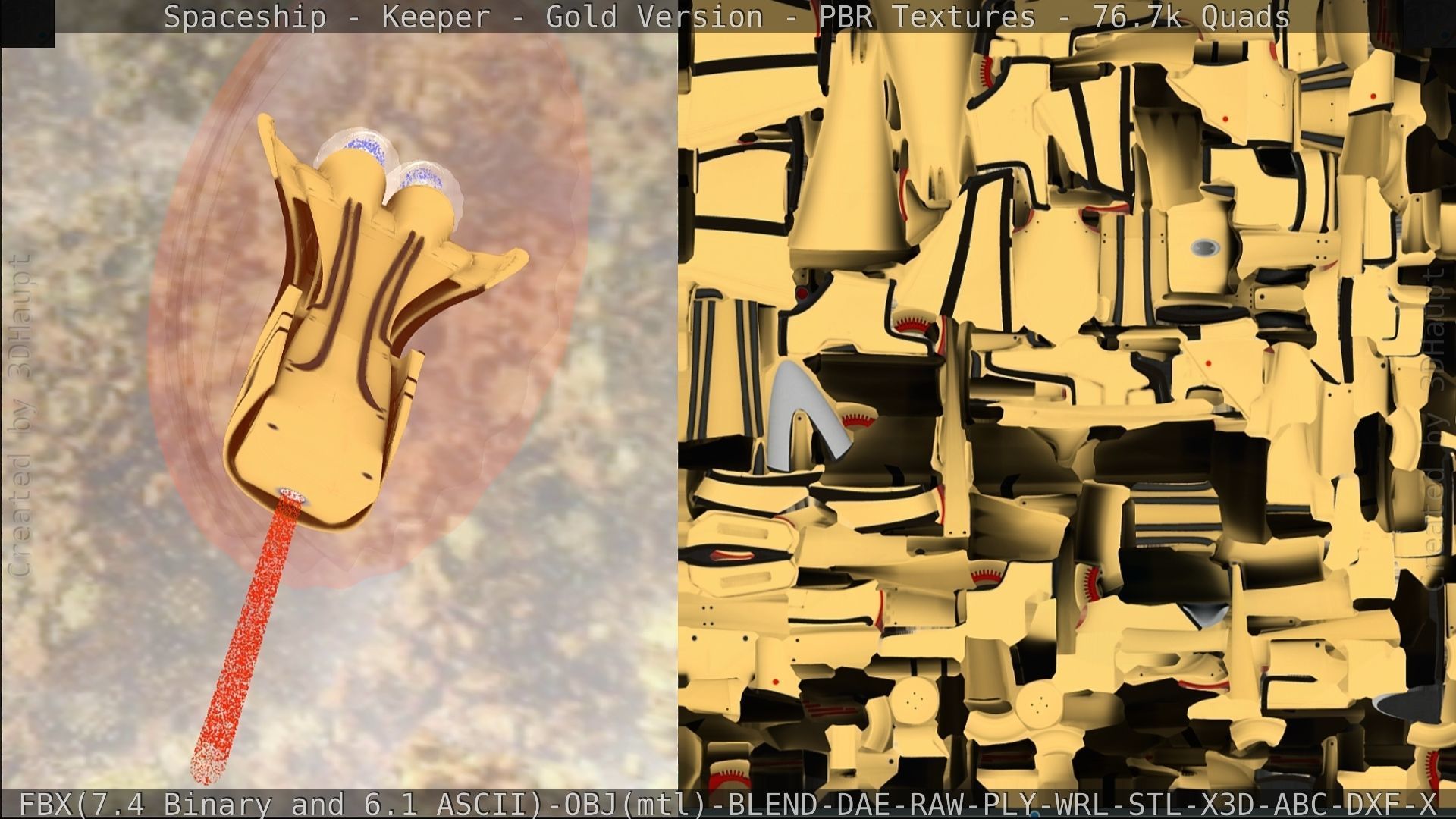 Spaceship - Keeper - Gold Version 3D model_217