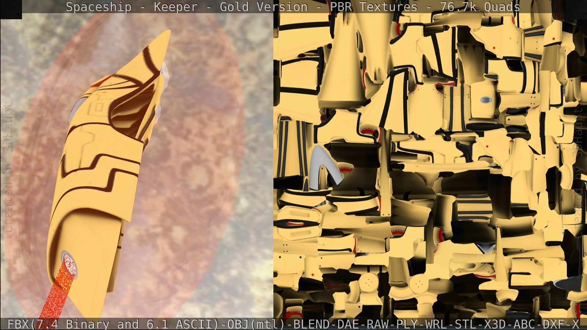 Spaceship - Keeper - Gold Version 3D model_215