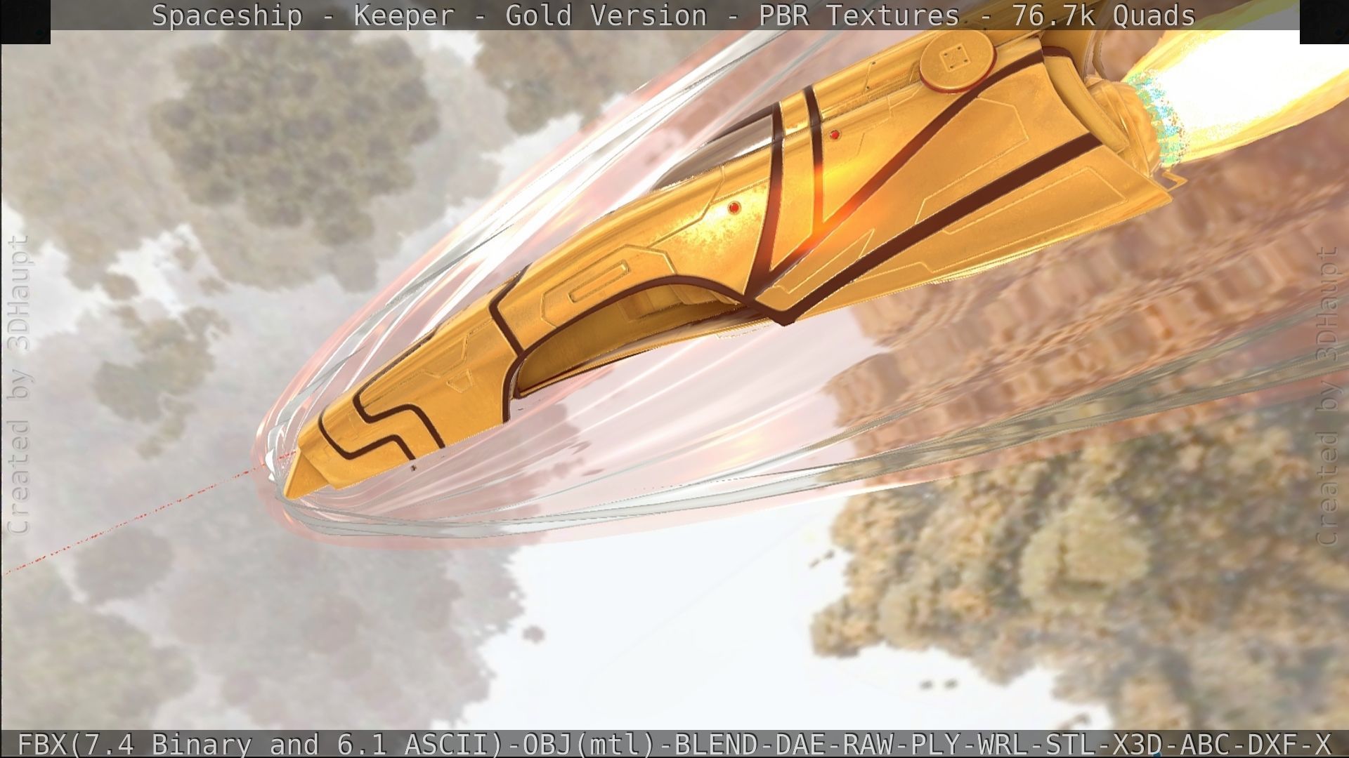 Spaceship - Keeper - Gold Version 3D model_405