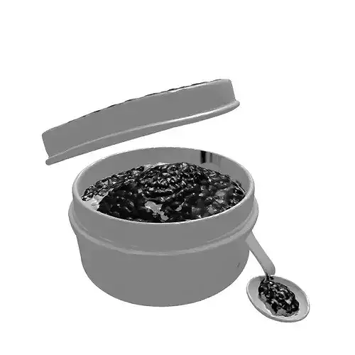 Luxury Caviar Tin with Spoon 3D model 7
