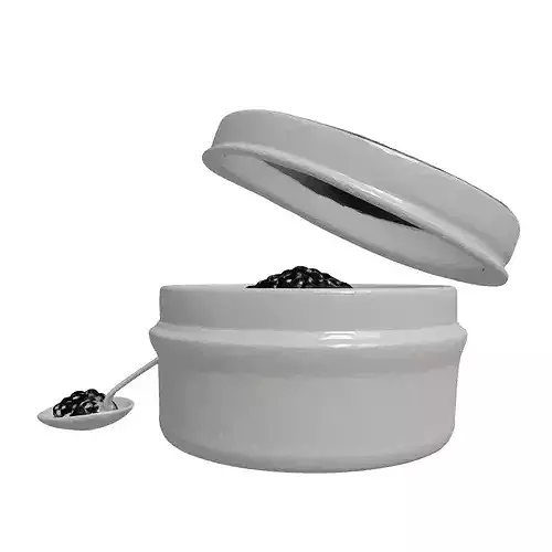 Luxury Caviar Tin with Spoon 3D model 5
