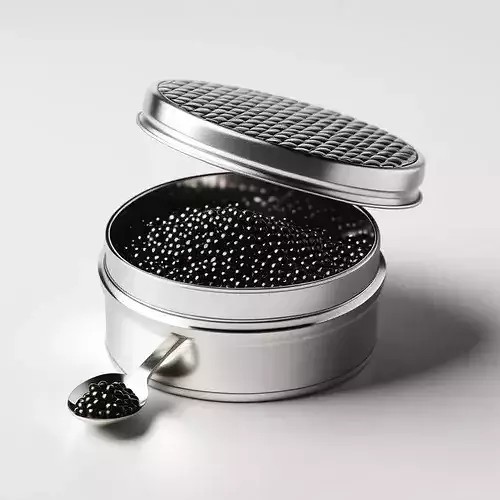 Luxury Caviar Tin with Spoon 3D model