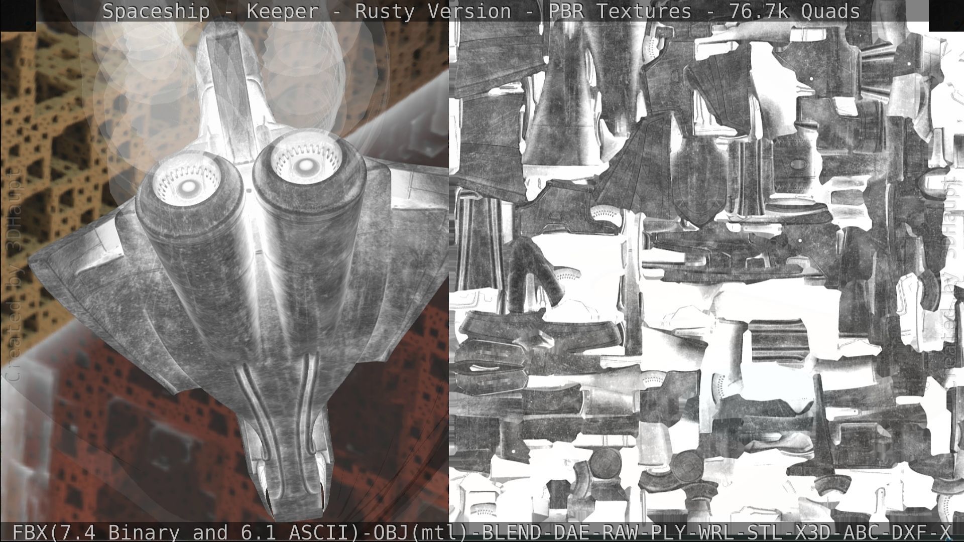 Spaceship - Keeper - Rusty Version 3D model_360