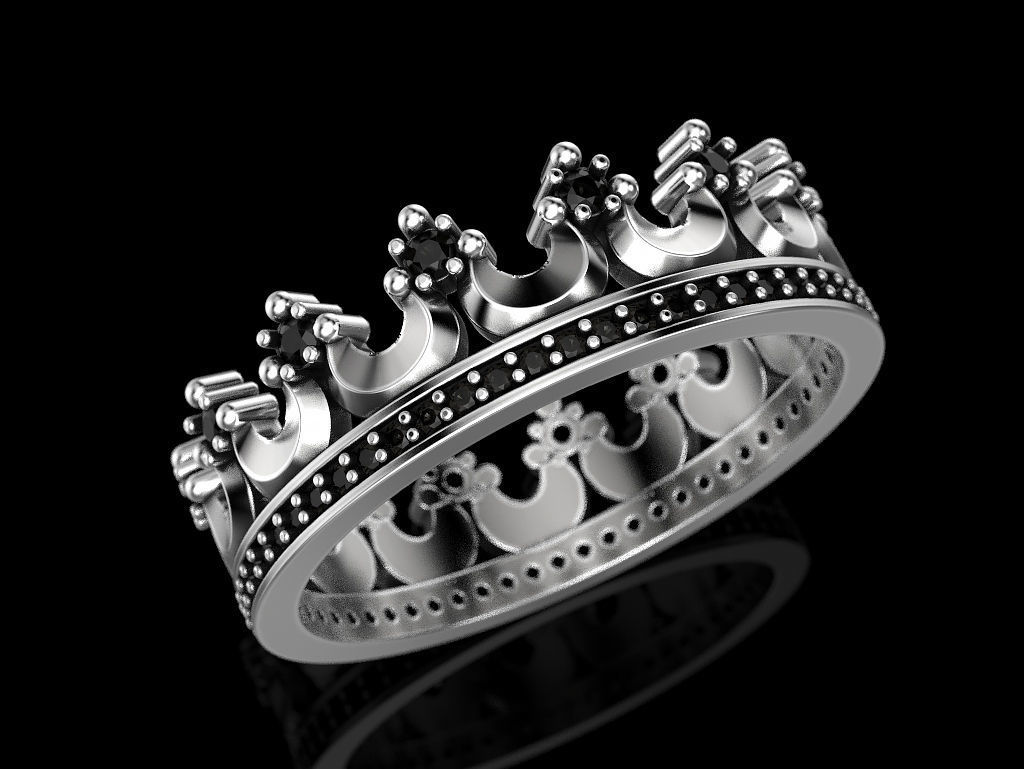 Crown ring 2 3D print model_3