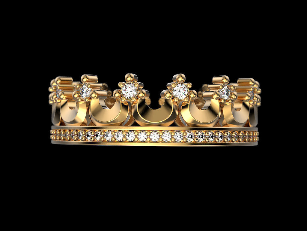 Crown ring 2 3D print model_1