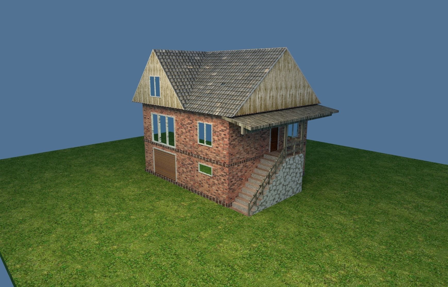 House on grass Free low-poly 3D model