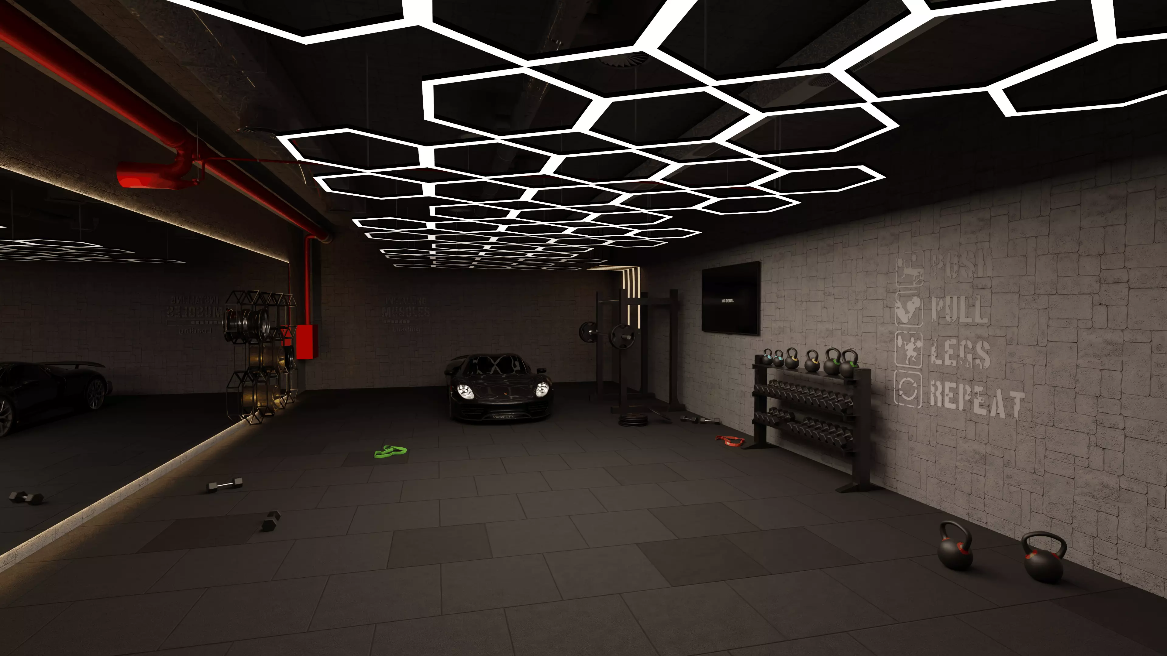 Gym Luxury Garage Scene Free 3D model