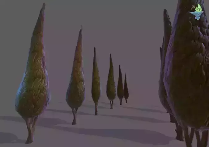 Game Ready Cypress LOD Low-poly 3D model
