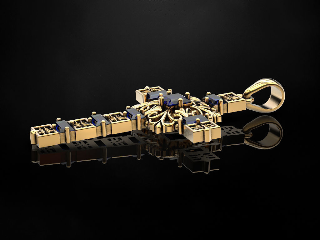 Cross christian pendant 3D print model_7