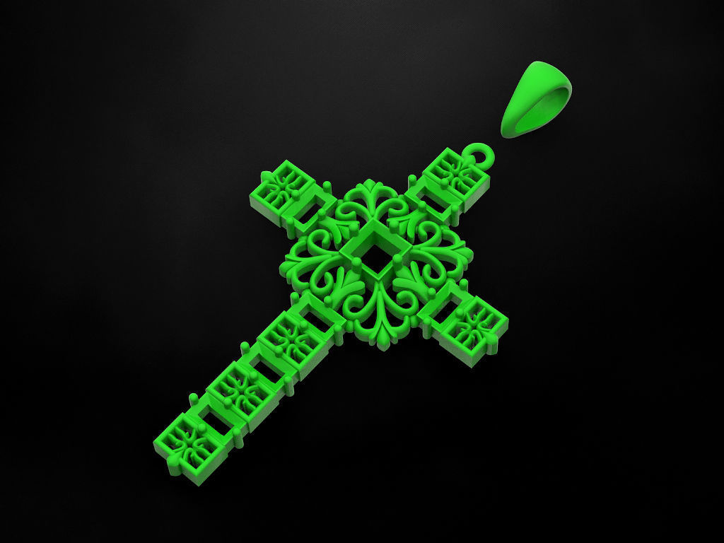 Cross christian pendant 3D print model_8