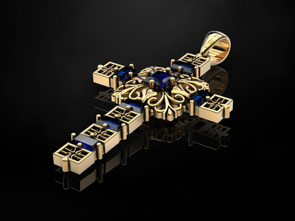 Cross christian pendant 3D print model_6