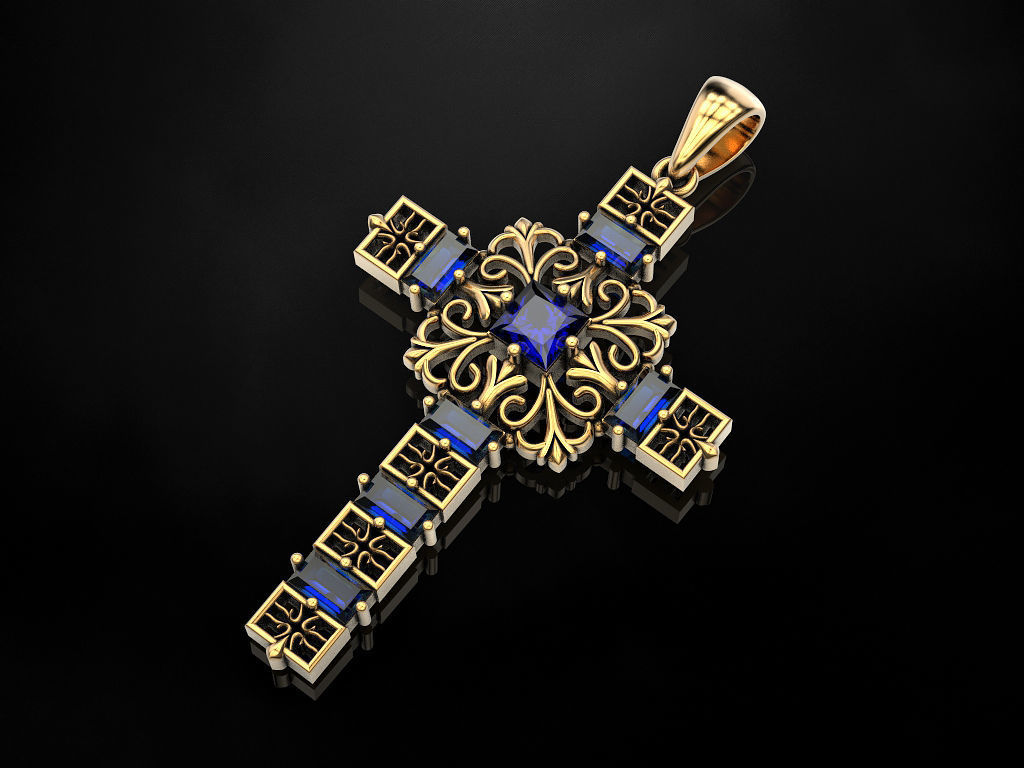 Cross christian pendant 3D print model_4