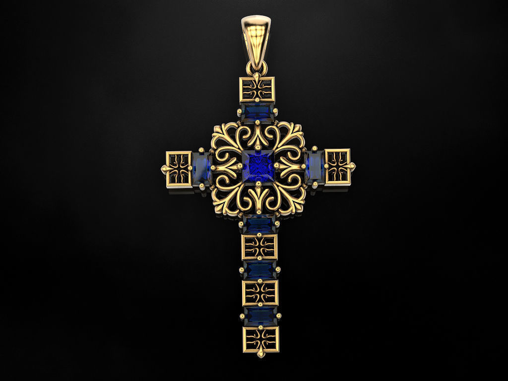 Cross christian pendant 3D print model_5