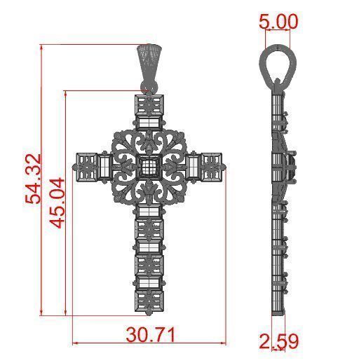 Cross christian pendant 3D print model_9