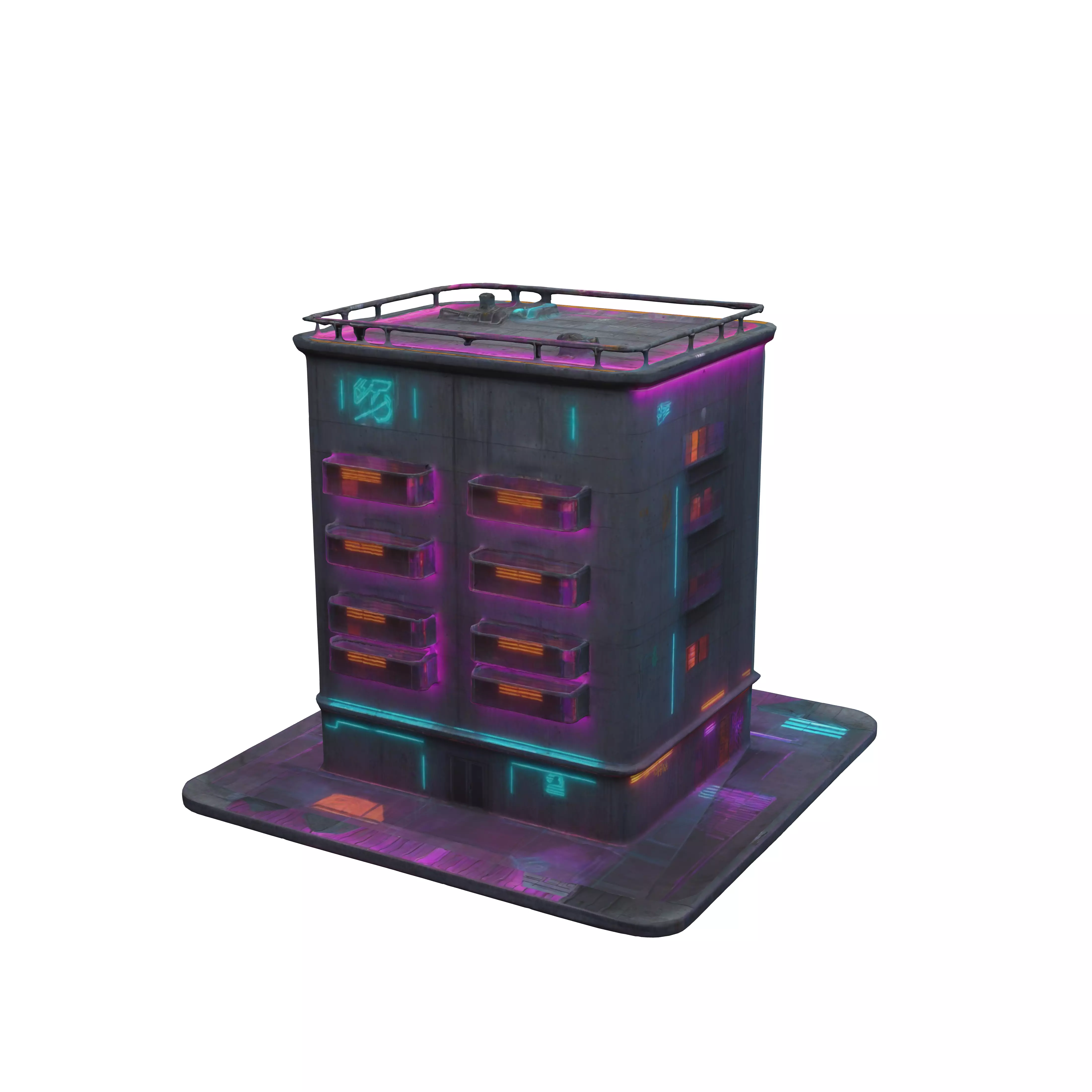 Subject A threestory complex with a balcony for each floor an... 3D model