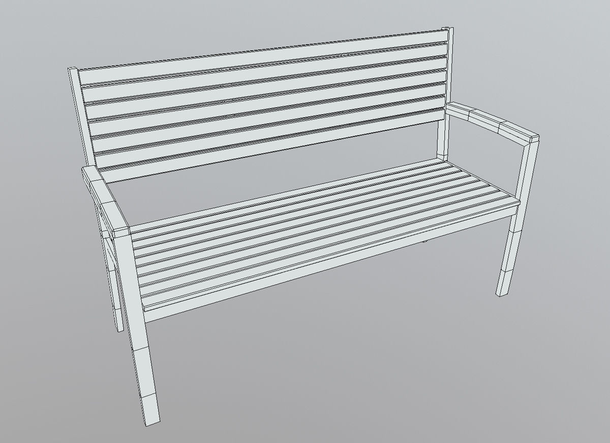 Outdoor Wooden Bench Low-poly 3D model_4