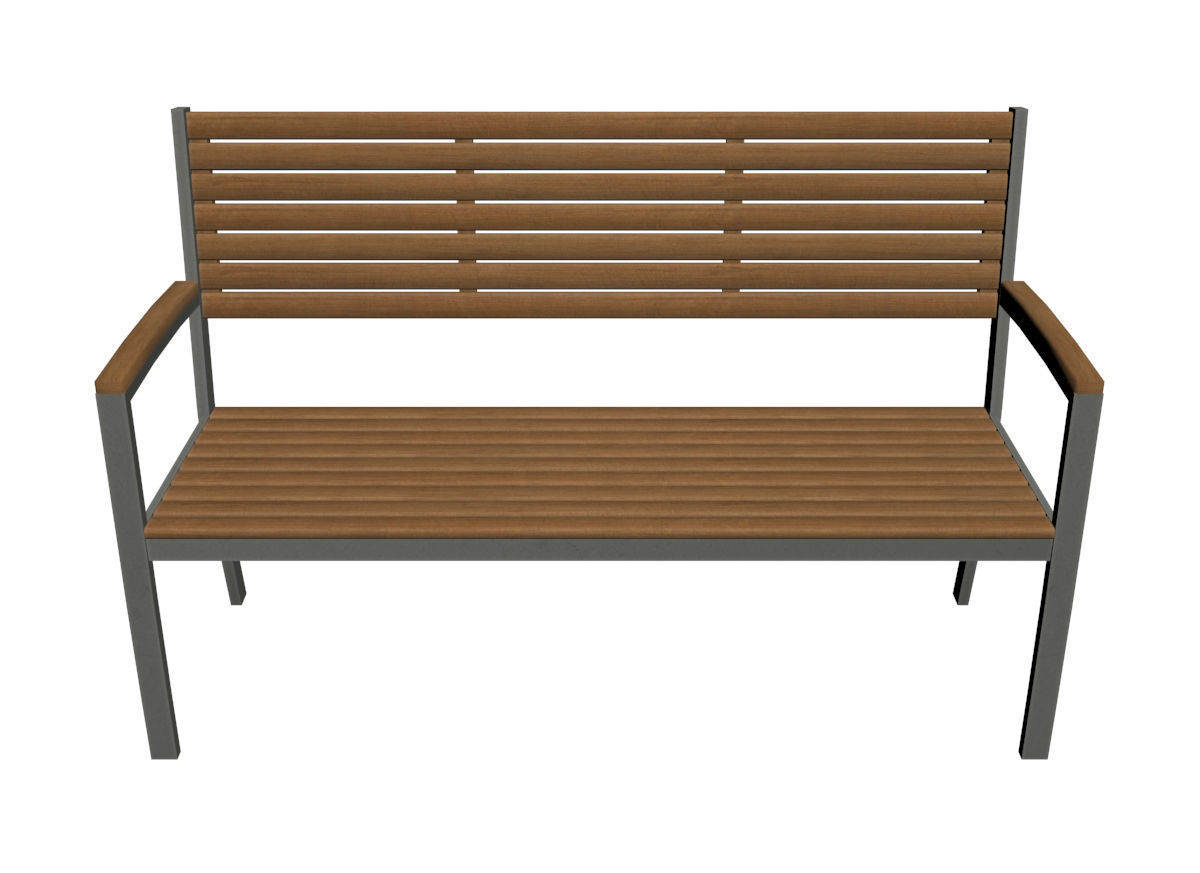 Outdoor Wooden Bench Low-poly 3D model_2