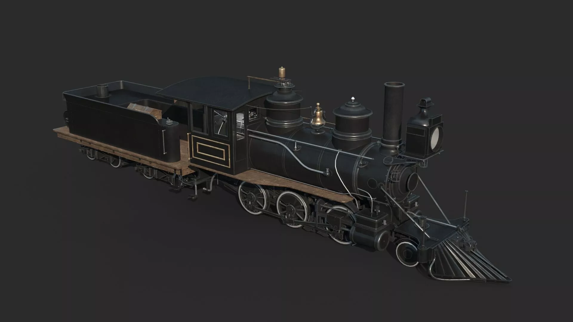 Old-fashioned steam-powered transport train 3D model