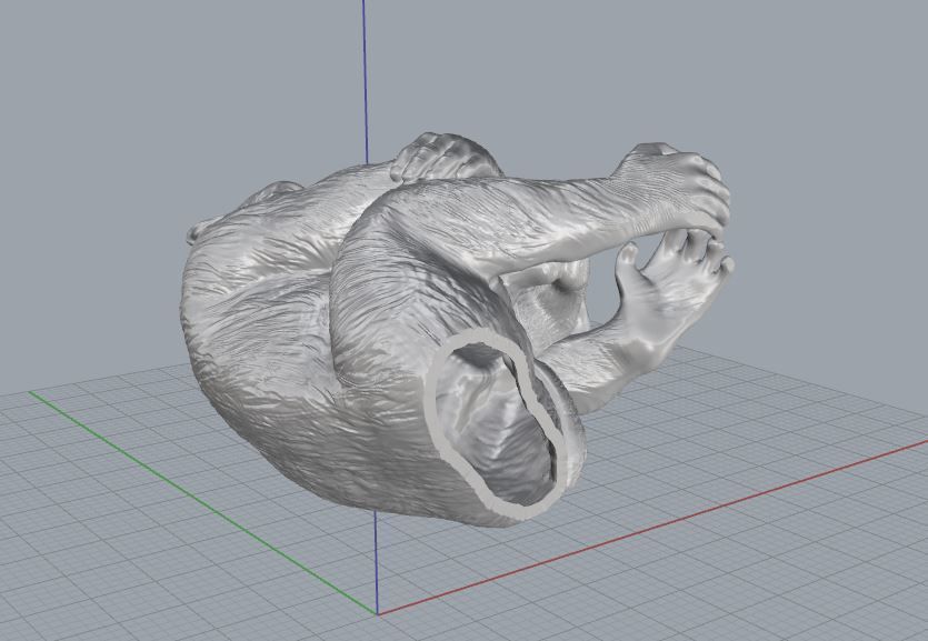 Sculpture Chimpanzee with cat 50cm  3D print model_1