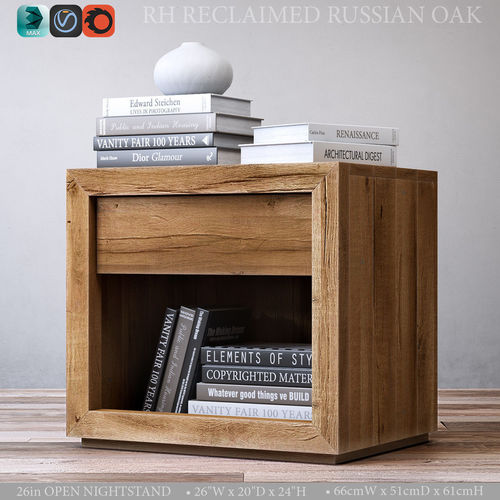 RECLAIMED RUSSIAN OAK 26in OPEN NIGHTSTAND 3D model