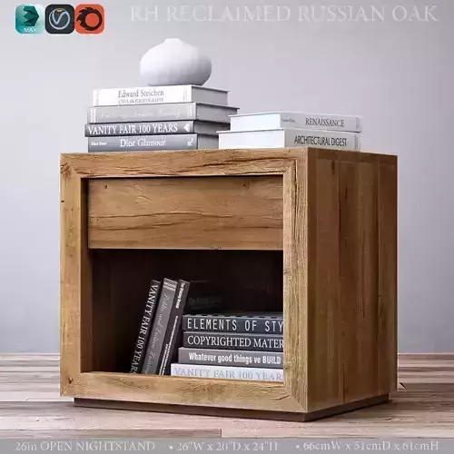 RECLAIMED RUSSIAN OAK 26in OPEN NIGHTSTAND