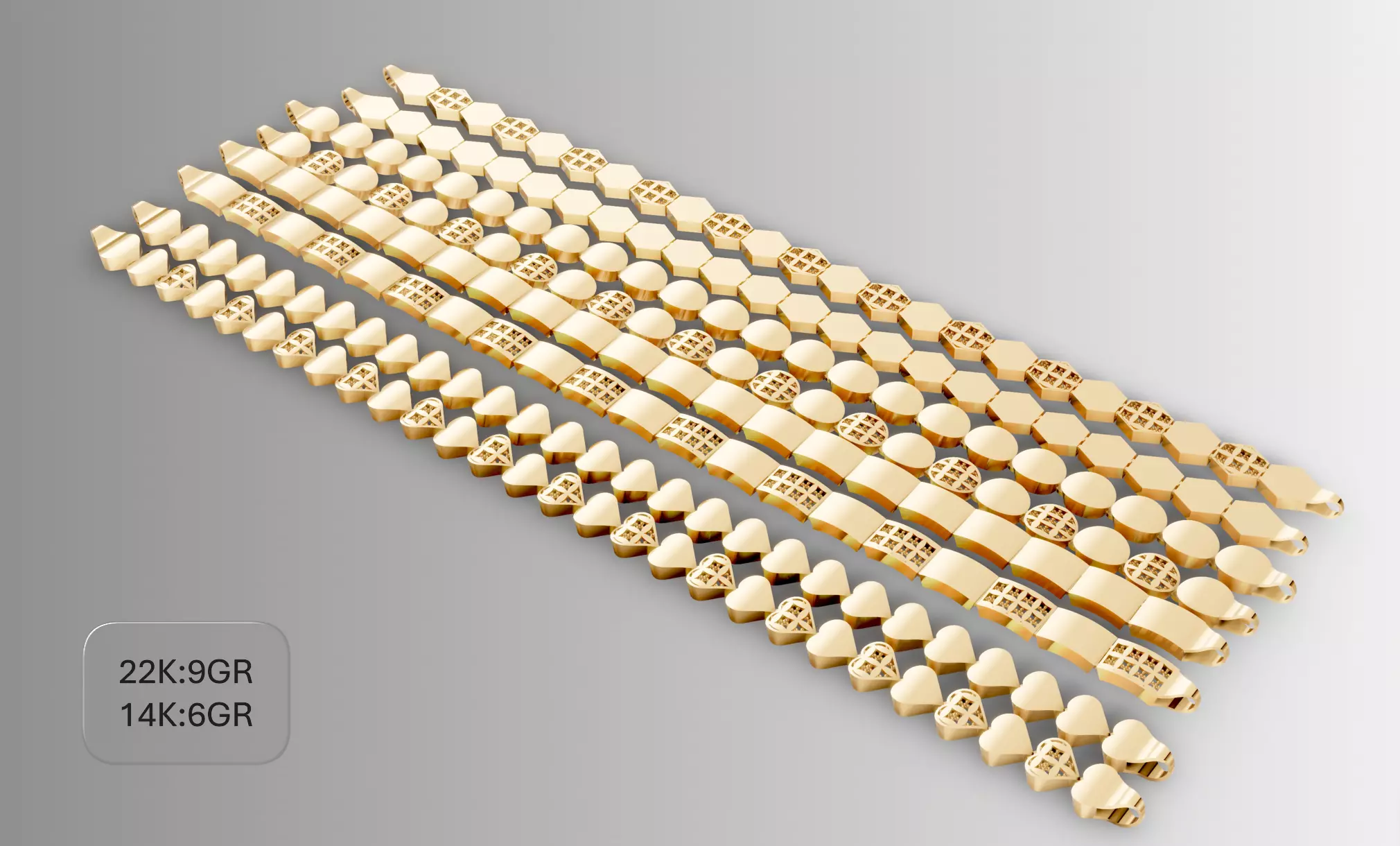 8 Luxury Wristbands Pack Jewelry 3D Print Ready STL 3DM 3D print model